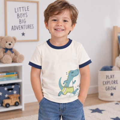 Camiseta Carter’s para niño color crema con estampado de dinosaurio