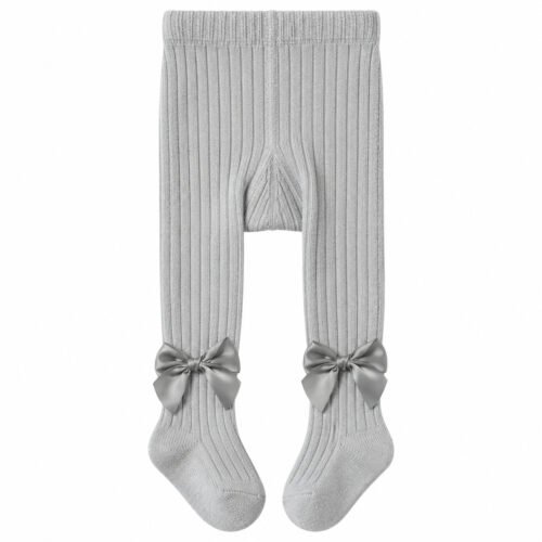 Panty medias para niña color Gris con moños decorativos