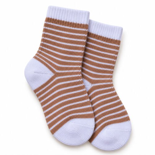 Medias para Bebé de Rayas Café y Blanco