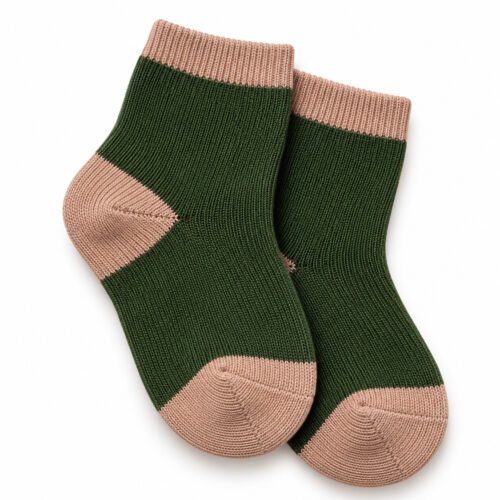 Medias para Bebé Verde Oscuro con Detalles Beige