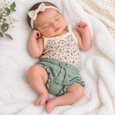 Conjunto Floral Rabbit Bear Organic – 0 a 3 Meses