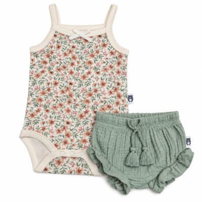 Conjunto Floral Rabbit Bear Organic – 0 a 3 Meses