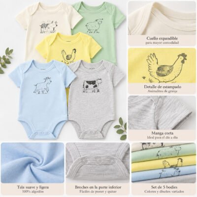 Set de 5 Bodies Carter’s para Bebé