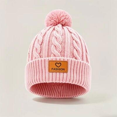 Gorro Tejido Infantil con Pompón – Rosado